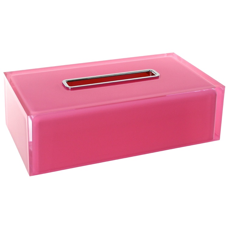 Tissue Box Cover, Gedy RA08-76, Thermoplastic Resin Rectangular Tissue Box Cover in Pink Finish